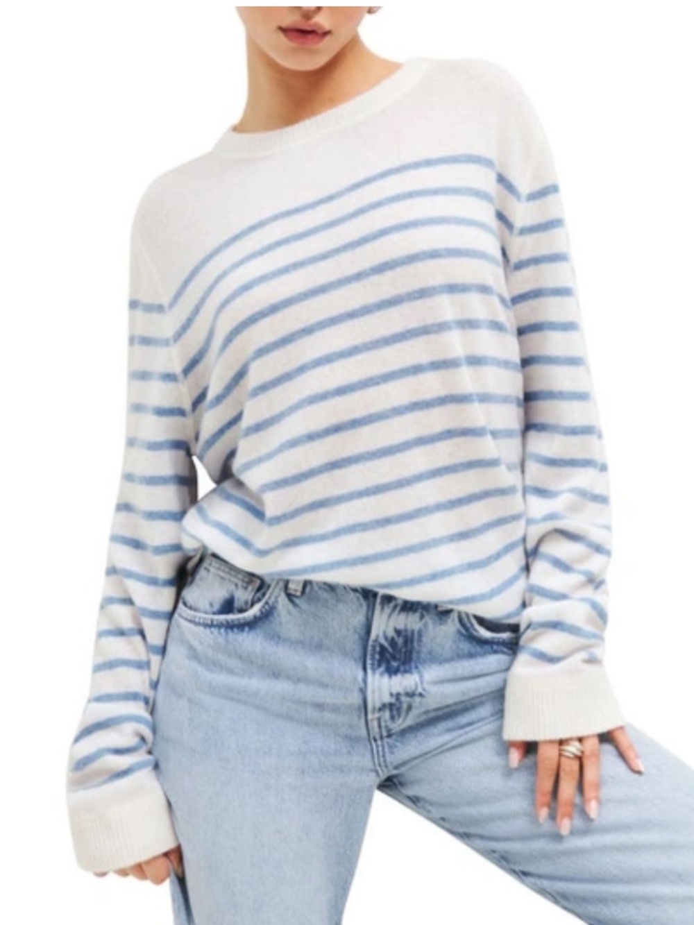 Reformation 100% cashmere boyfriend sweater Striped Crewneck